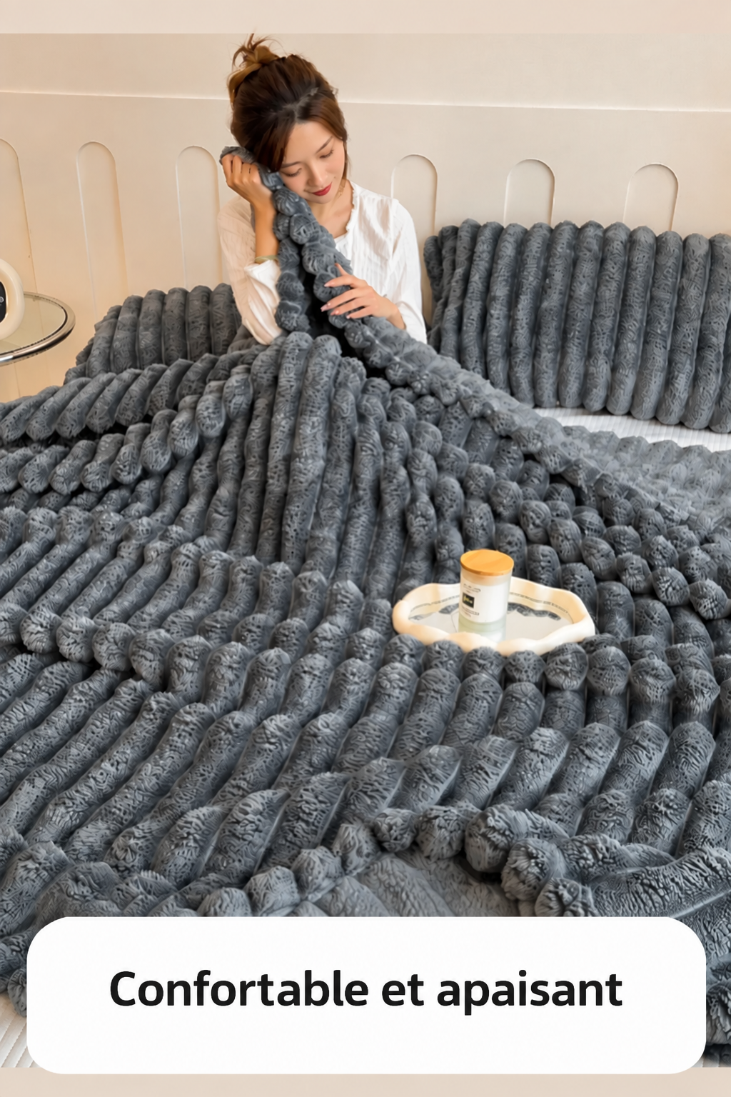 couverture en peluche de lapin artificiel, chaude et confortable, idéale pour le canapé