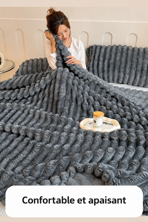 couverture en peluche de lapin artificiel, chaude et confortable, idéale pour le canapé