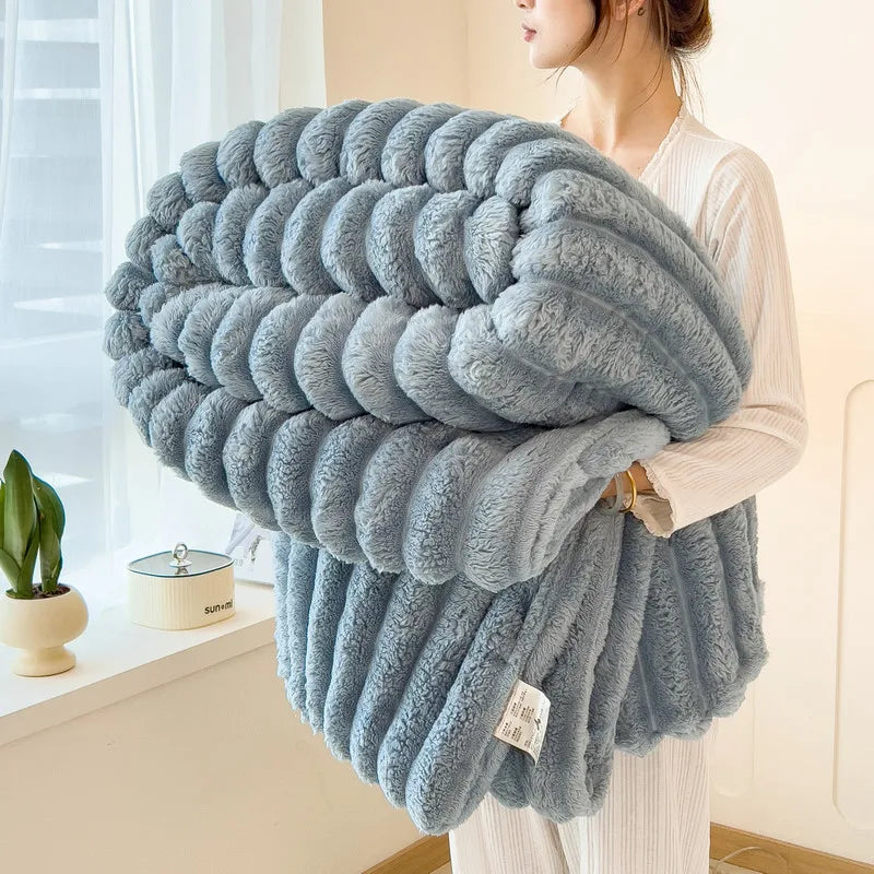 couverture en peluche de lapin artificiel, chaude et confortable, idéale pour le canapé