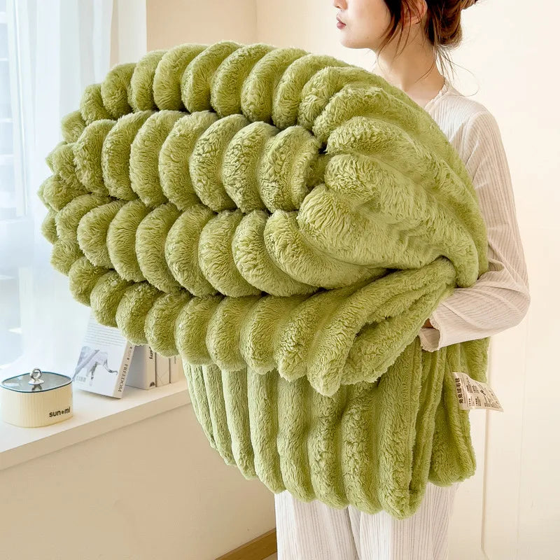 couverture en peluche de lapin artificiel, chaude et confortable, idéale pour le canapé